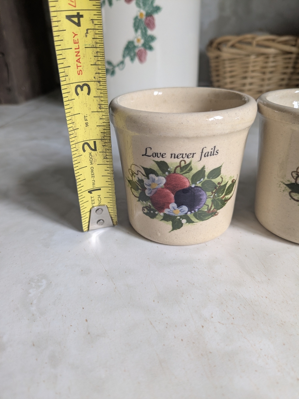 3 Bless This House Ceramic Crock - Floral Fruit Design - Picture 4 of 5